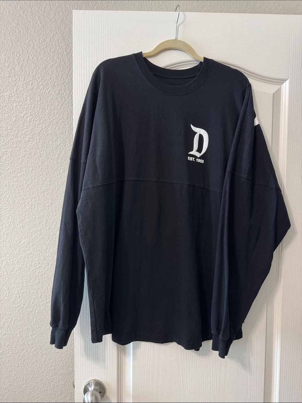 Disneyland Spirit Jersey Black Long Sleeve Tee with White Lettering XXL